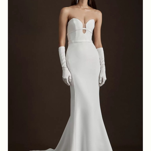 BHLDN Anthropologie Besa Brie Strapless Crepe Wedding Gown - Picture 1 of 7